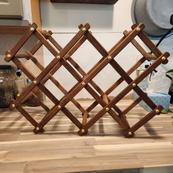 Vintage Accordian Wine Rack With Chain Mid Century Modern - Picture 1 of 4
